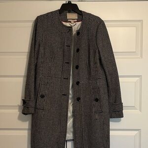 Banana Republic Black & White Houndstooth Collarless Coat